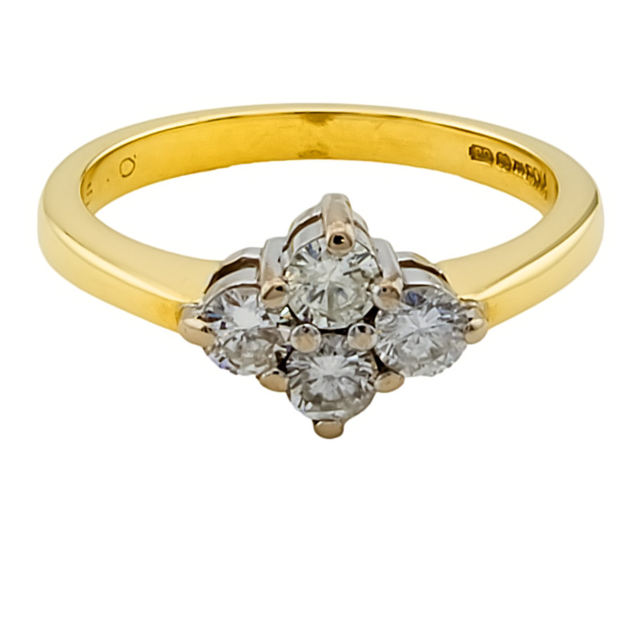 18ct Gold Diamond 0.50cts 4 Stone Ring size K